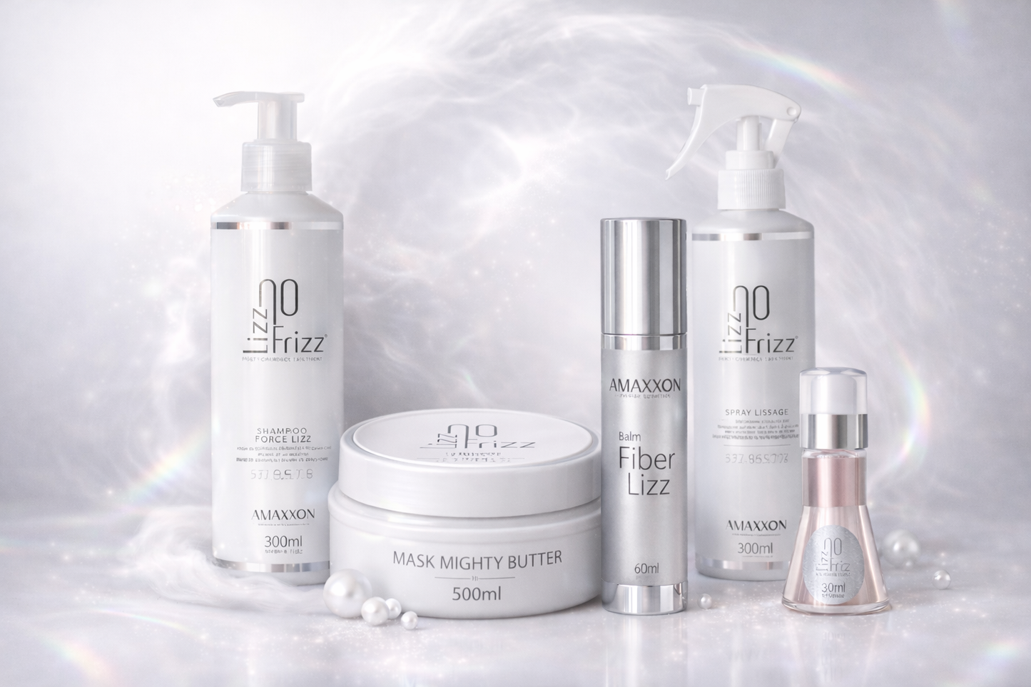 LIZZ NO FRIZZ - COMPLETE Hair Restructuring KIT - 5 PRODUCTS: Preparation • Maintenance • Restructuring • Anti-Frizz • Shine