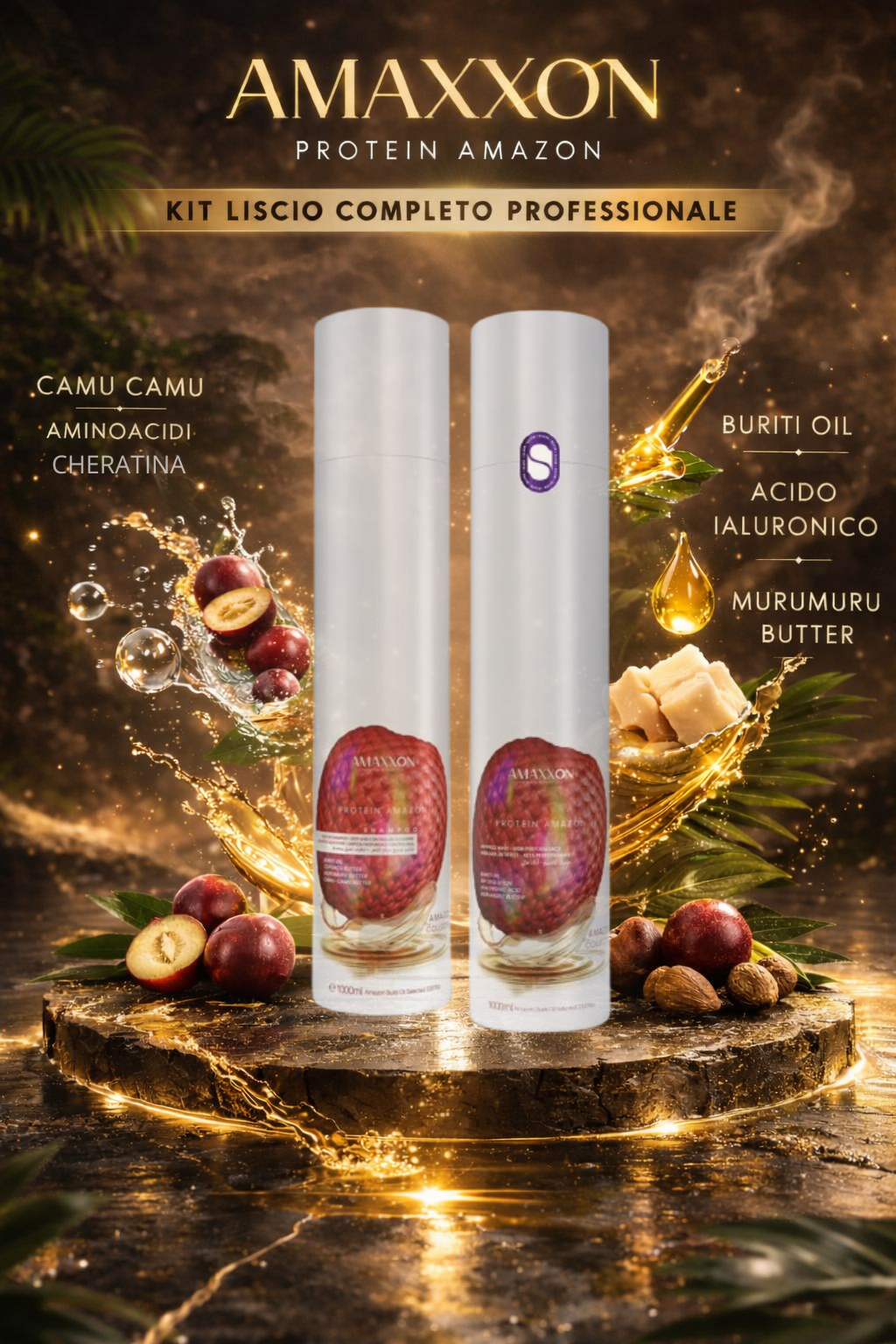 AMAXXON PROTEIN  – (TRATTAMENTO LISCIANTE PROTEINE AMINOACIDI E CHERATINA) -  KIT Step 1 + Step 2- Senza Formaldeide (2000ml)